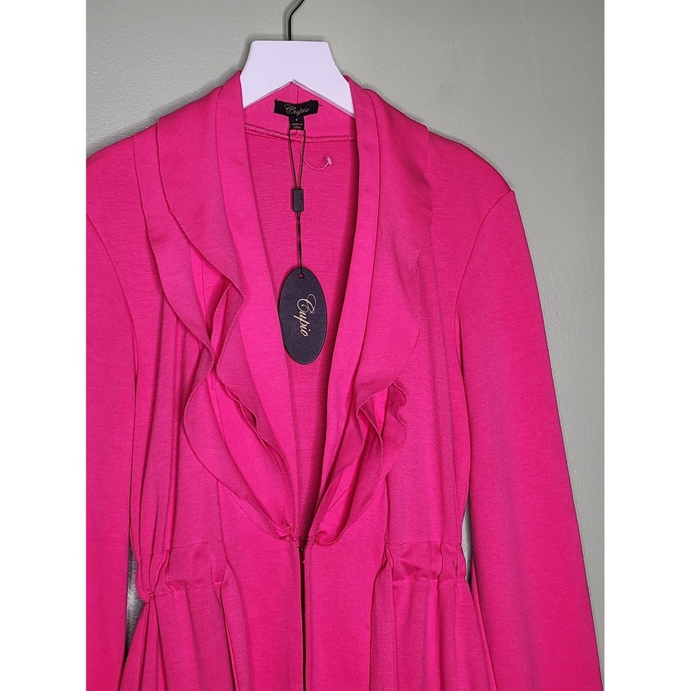 Cupio Tiered Ruffle Jacket Pink Tie Waist Knit Boho Festival Feminine S - Picture 3 of 7